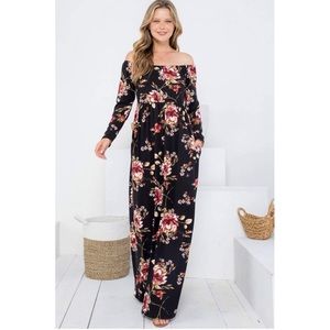 Floral off shoulder maxi dress